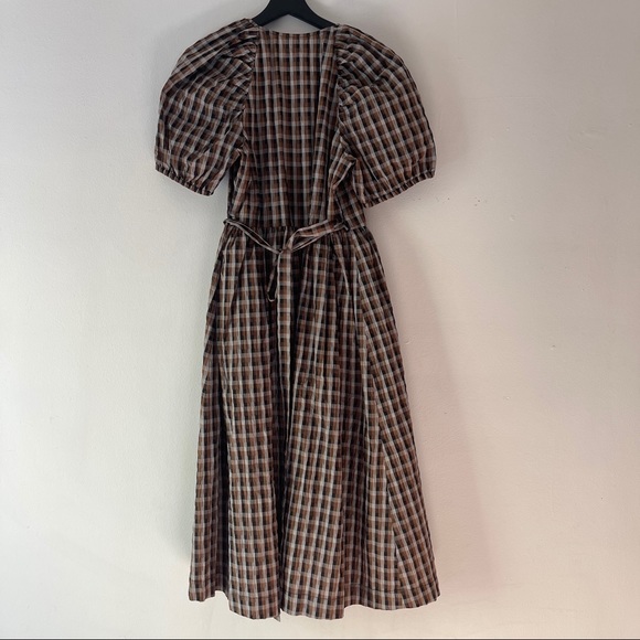 Baum und Pferdgarten Adalaine Checked Wrap Dress in Tabacco Gingham midi - Picture 12 of 16
